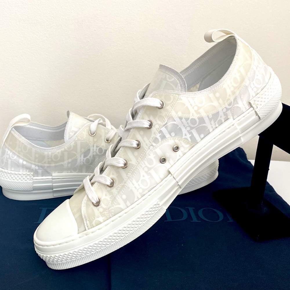 Dior White Oblique Canvas B23 Low-Top Sneaker Size 16 - Picture 6 of 12